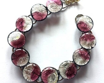 Murano glass bracelet in pink silver