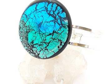 Murano glass cuff in aqua turquoise