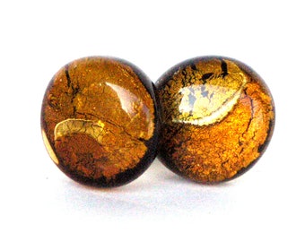Ohrstecker aus Muranoglas in bernsteinfarben-gold
