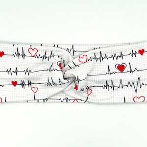 Heartbeat Twist Stretch Headband; Nurse Headband; Soft Headband; Hair Accessories