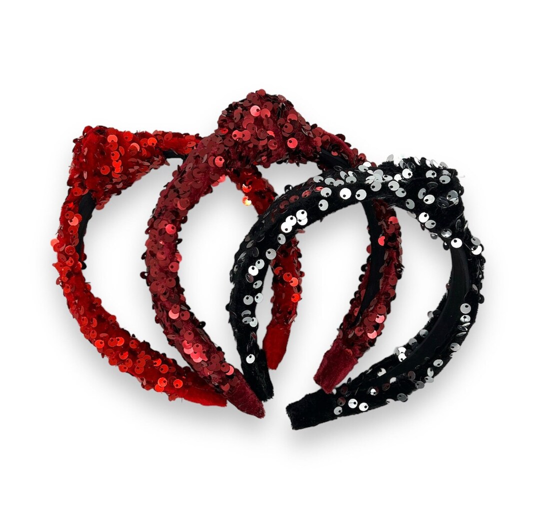 Top Knot Sequin Holiday Headbands Adult Etsy