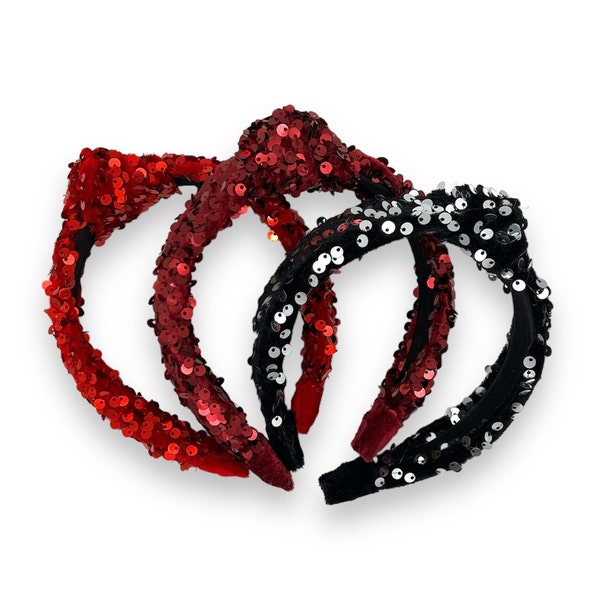Top Knot Sequin Holiday Headbands Adult