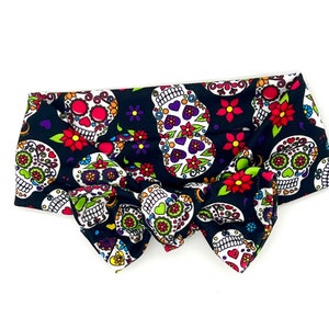 Cute Sugar Skull Baby Bow Headband; Sugar Skulls Bow; Baby Bow; Halloween Baby Bow