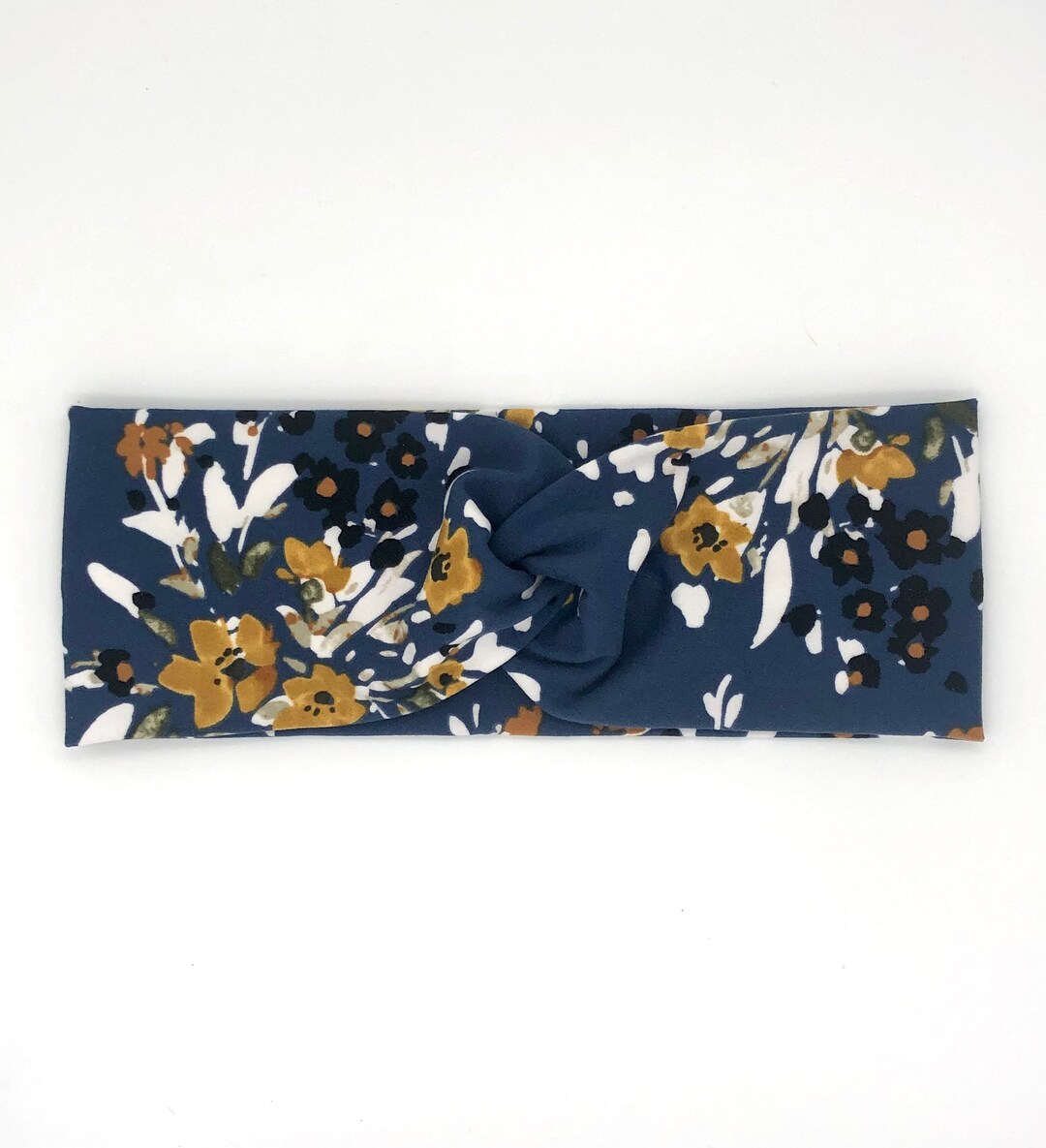 Navy Blue Floral Stretch Headband Stretch Headband Comfortable Headband
