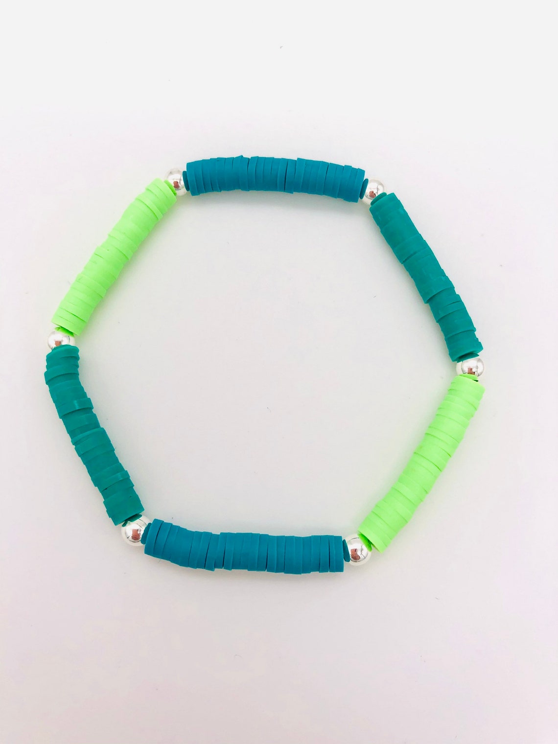20 Perles Rondelles Chrysocolle 4x2mm - Pierre Bleu-vert Heishi, Lot Neuf