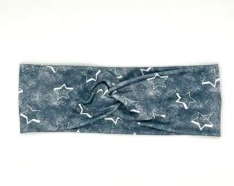 Blue Stars Stretchy Twist Headband; Star Headband; Blue Headband; Stretchy Headband; Fourth of July; American Headband