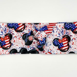 Mouse Red, White and Blue Twist Headband; Fourth of July Headband; Patriotic Headband