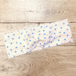 Headband Blue Floral Adult Twist Stretch Headband
