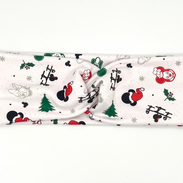 Ho Ho Ho Twist Headband; Stretch Headband; Stocking Stuffer; Mouse Headband