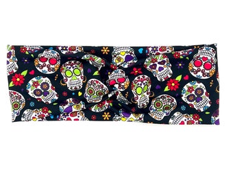 Cute Sugar Skull Twist Headband; Sugar Skull Headband; Skull Headband; Halloween Headband