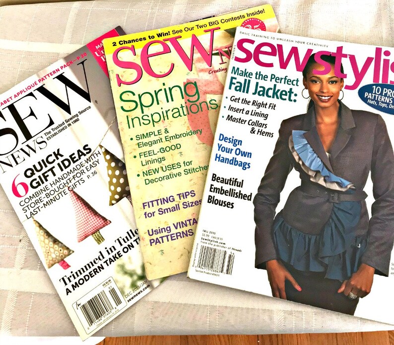 3 Vintage Sewing Magazines 2 Issues Of Sew News 1 Issue Of Etsy