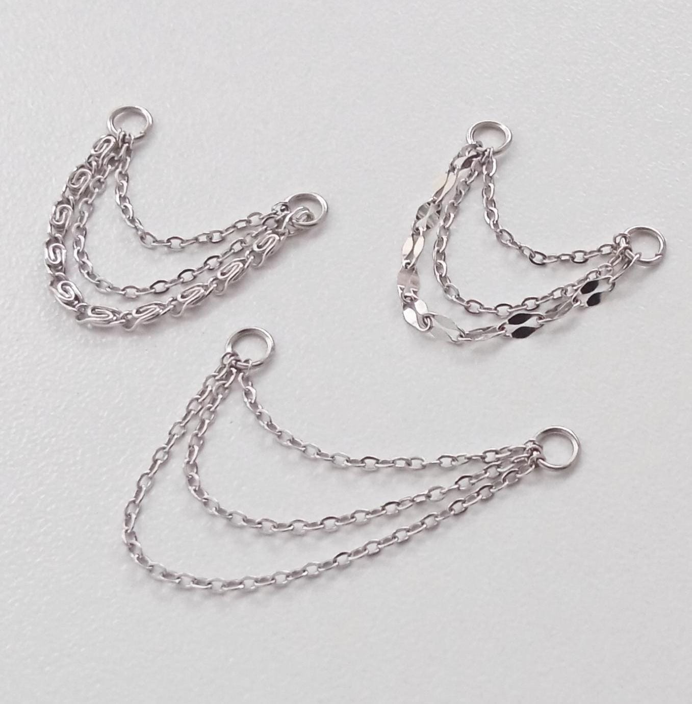 Dainty Triple Earring Chain Charm, Earring Chain, Piercing Chain, Helix Piercing Chain, Conch Piercing Chain, Ear Chain with Hoops