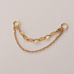 Catena per piercing industriale in oro, catena per piercing a conchiglia, catena per orecchini in oro, catena per elica, attacco per catena per orecchini, gioielli per piercing industriale
