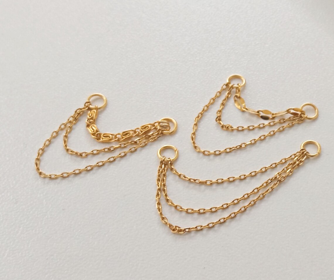 Dangle Triple Conch Piercing Chain Gold, Conch Earring Chain ...
