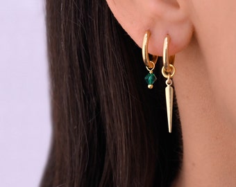 Spike Hoop Earrings, Mix and Match Earrings, Gold Huggie Hoop