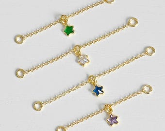 Dangle Conch Earring Pieicing Chain Star Charm, Gold Earring Chain, Helix Chain, Gold Ear Chain,  Gold Earring Chain Connector