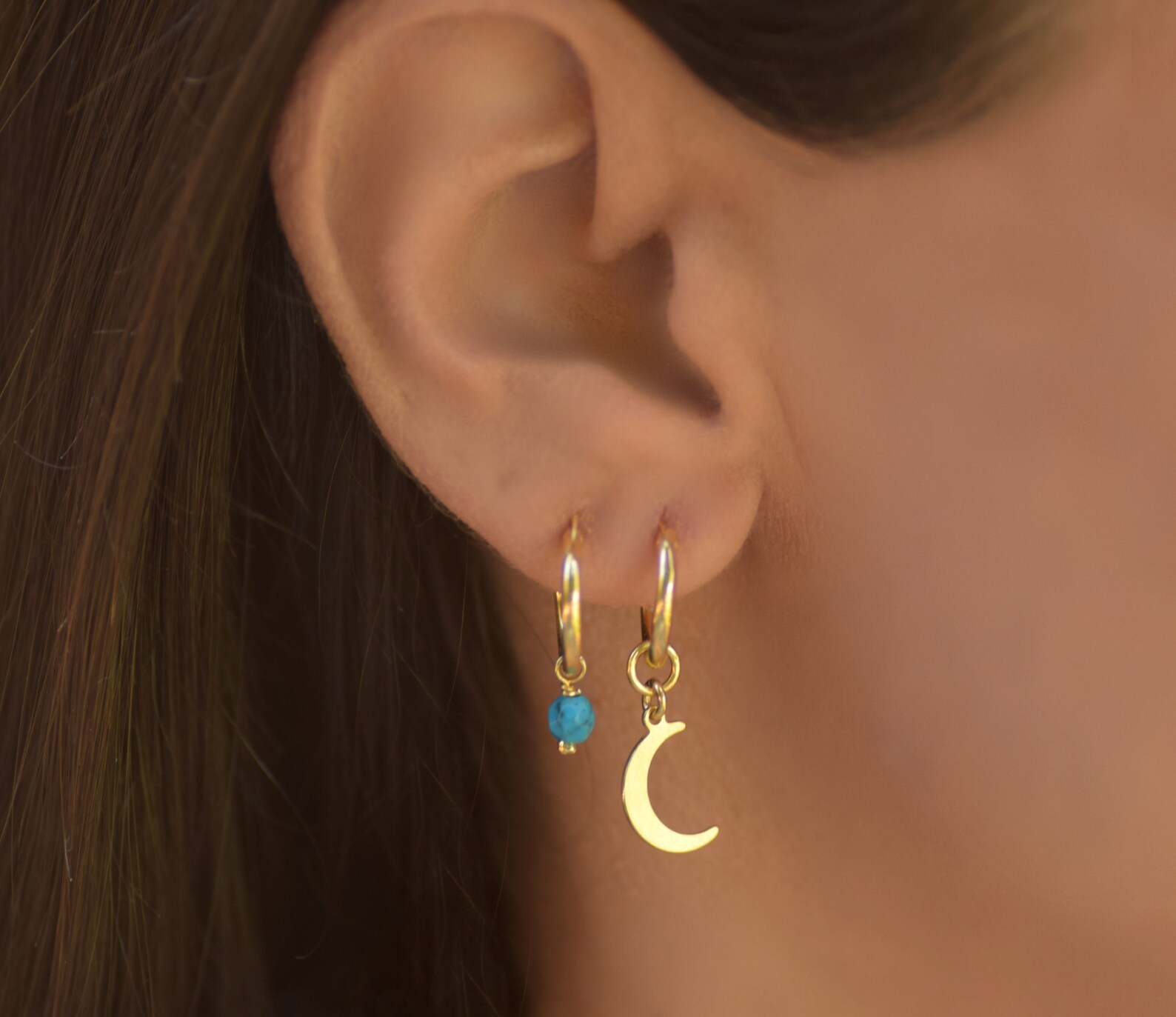 Small Hoop Earrings With Charm Set Hoop Earrings With Charm Etsy