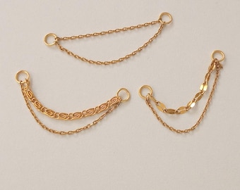 Double Ear Chain, Gold Earring Chain, Gold Chain Earrings, Gold Ear Chain with Hoops, Earring Chain Attachment