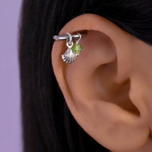 Helix Dangle Earring Shell, Helix Earring, Helix Piercing Shell, Hoop, Helix Hoop with Charm, Cartilage Hoop Earring, Helix Jewelry