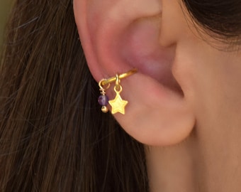 Star Conch Ear Piercing, Conch Piercing,  Conch Hoop Earring, Gold Cartilage Piercing, Conch Piercing Gold Hoop, Conch Piercing Jewelry
