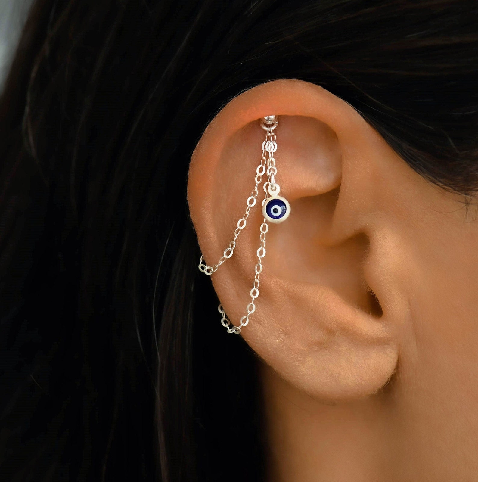 Hidden Helix Silver, Helix Chain, Double Helix Chain Dangle, Moon Charm ...