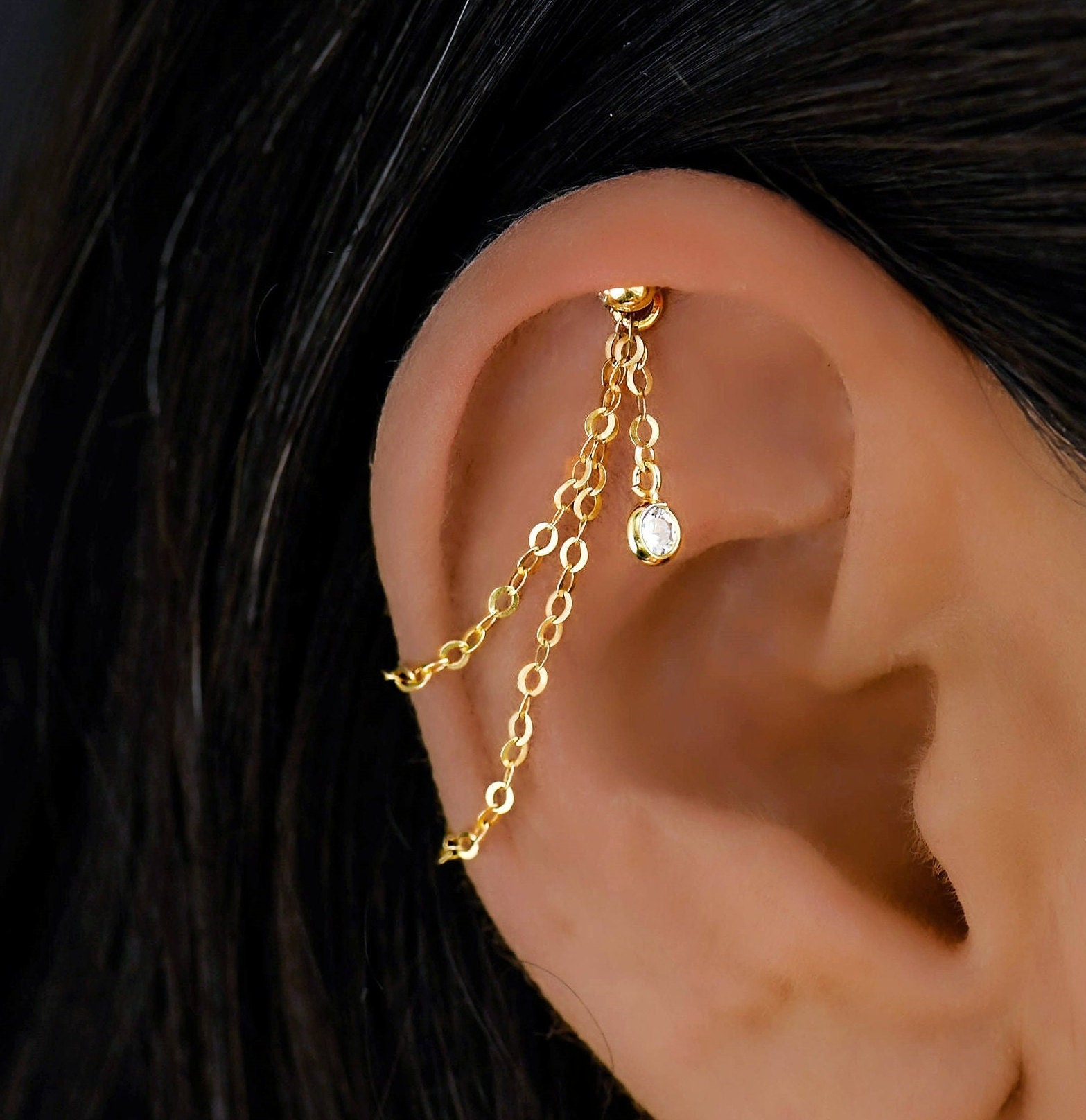 Hidden Helix Chain, Helix Chain, CZ Helix Chain, Cartilage Piercing ...