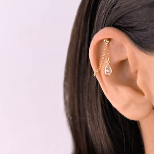 Elica nascosta, Elica, Catena elica, Elica d'oro, Catena piercing a goccia elica, Catena per cartilagine, Gioielli per cartilagine, Gioielli per elica nascosta