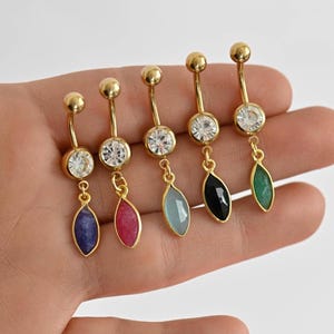Baumeln Gold niedlichen Stein Bauchnabel Ring, Bauchnabel Ringe, Goldbauch Piercing, Bauchnabel Ring Gold baumeln, Baumeln Bauch Schmuck