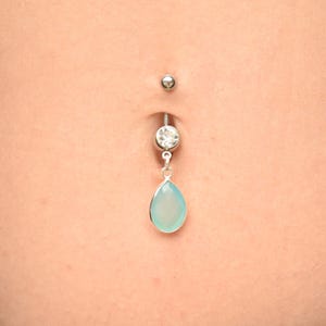 Dainty Aquamarine Gem Belly Button Rings Dangle, Belly Button Rings, Belly Piercing, Navel Piercing, Belly Button Jewelry