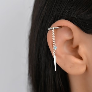 Helix Hoop Spike Kettenohrring, Helix Ohrring, Helix Piercing Kette, Helix Baumeln Hoop Ohrring, Helix Hoop mit Charme, Knorpel Hoop