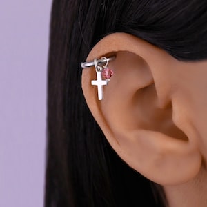 Cross Helix Piercing Hoop, Helix Earring Hoop, Cartilage Hoops, Cartilage Hoop Earing, Ear Piercing, Helix Jewelry