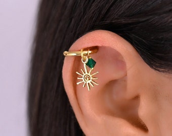 Sun Helix Piercing Hoop, Helix Earring, Cartilage Piercing, Cartilage Hoop Earing, Gold Helix Hoop Earring, Ear Piercing Gold