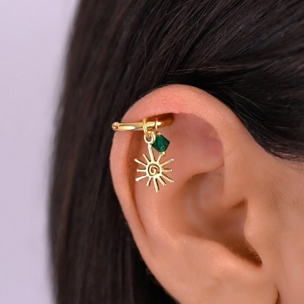 Sun Helix Piercing Hoop, Helix Earring, Cartilage Piercing, Cartilage Hoop Earing, Gold Helix Hoop Earring, Ear Piercing Gold