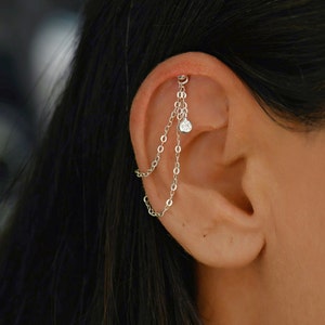 Hidden Helix Chain Crystal, Helix Chain, Helix Earring Chain Dangle, Chain Ear Jacket, Earring Chain CZ Charm, Hidden Helix Jewelry