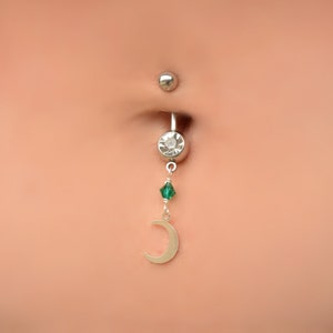 Belly Piercing Moon, Navel Piercing, Navel Jewelry, Belly Button Rings Dangle, Navel Ring, Belly Ring, Belly Piercing Jewelry