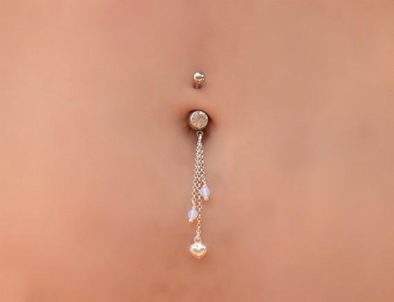 Surgical Steel England in a Heart Dangle Belly Button Navel Ring Surgical Steel England in a Heart Dangle Belly Button Navel Ring