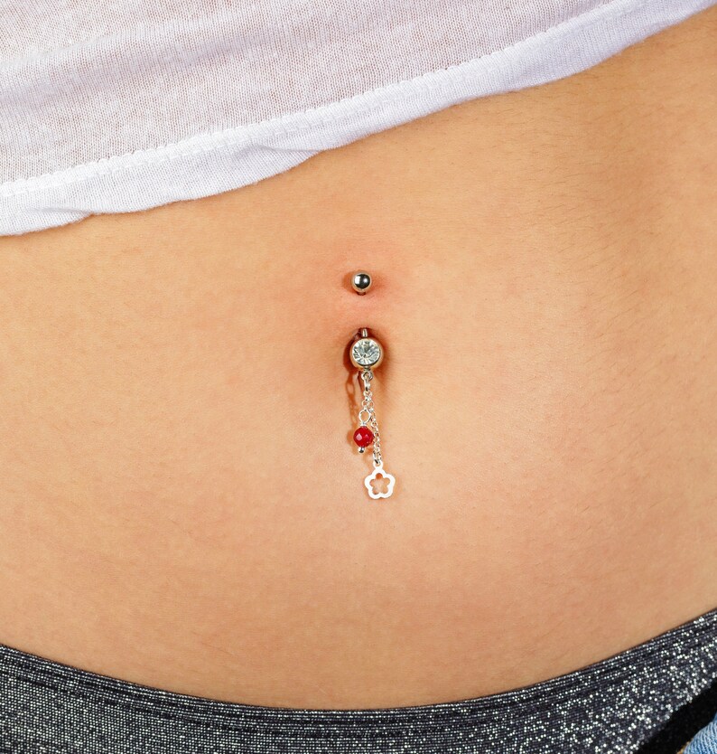 Belly Button Jewelry Navel Ring Navel Jewelry Belly Button Rings Belly Ring Boho Chain Belly Rings Dangle Flower Belly Piercing