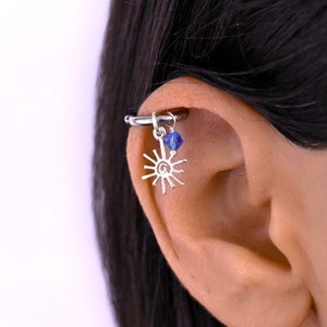 Sun Helix Piercing Hoop, Helix Earring Hoop, Cartilage Hoops, Cartilage Hoop Earing, Helix Jewelry