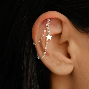 Hidden Helix Star Chain, Hidden Helix, Helix Earring Chain, Cartilage Earring Chain, Helix Piercing Chain Dangle, Hidden Helix Jewelry