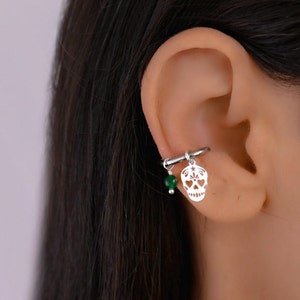 Conch Hoop Sugar Skull Charm, Conch Hoop Earring, Conch Piercing Hoop, Cartilage Hoop Earring, Skull Ear Piercing, Conch Jewelry