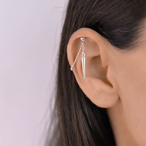 Elica a punta nascosta, orecchino elica, piercing elica in argento, orecchino per cartilagine, catena per orecchino elica, orecchino elica in argento, gioielli elica