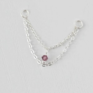 Ciondolo a catena per piercing con gemma, catena per piercing, catena per piercing elicoidale, catena per piercing industriale, ciondolo a catena per orecchini in argento, catena per orecchie