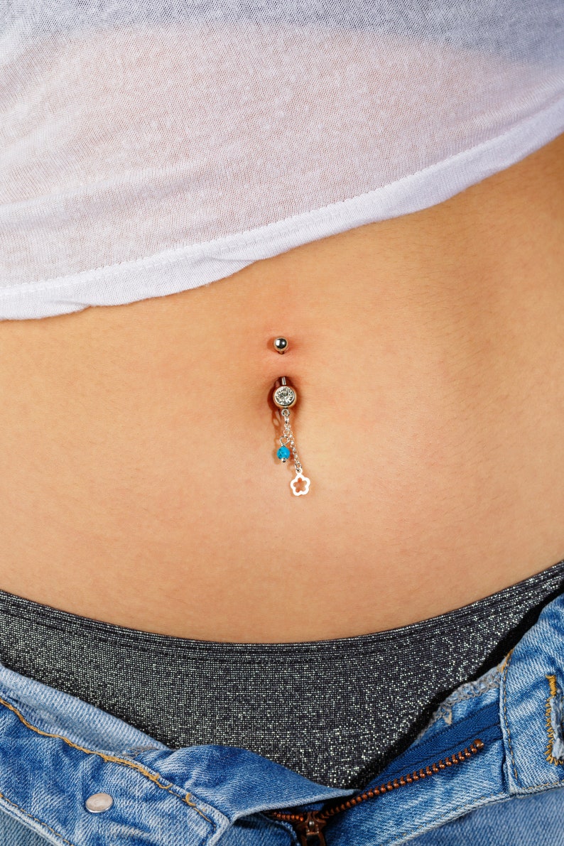 Belly Button Jewelry Navel Ring Navel Jewelry Belly Button Rings Belly Ring Boho Chain Belly Rings Dangle Flower Belly Piercing