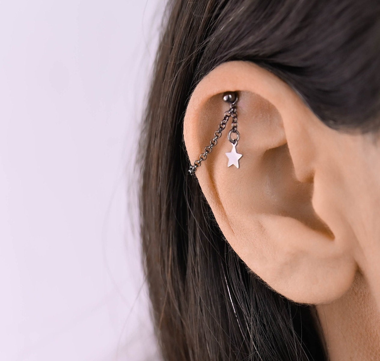 Hidden Helix Dangle Star Chain, Helix Piercing Chain, Helix