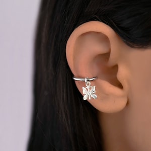 Butterfly Conch, Conch Hoop Earring, Conch Piercing Hoop, Conch with Charm, Butterfly Piercing, Cartilage Hoop Earring, Conch Jewelry