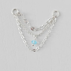 Fascino a catena per piercing con gemma di conchiglia, catena per piercing, catena per piercing elicoidale, catena per piercing industriale, fascino per catena per orecchini in argento, catena per orecchie