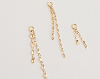 Dangle Gold Double Earring Chain Charm, Earring Chain, Helix Chain, Cartilage Chain Piercing, Chain for Studs for Hoops, Earring Attatchment