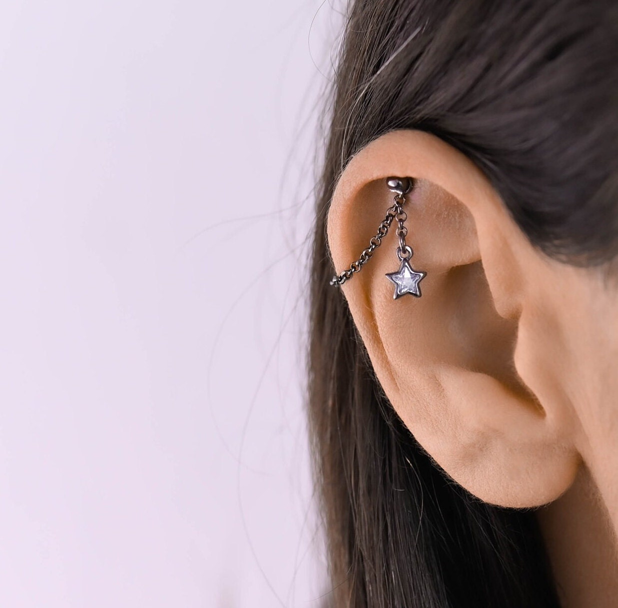 Hidden Rose Gold Helix Helix Piercing Helix Star Piercing - Etsy