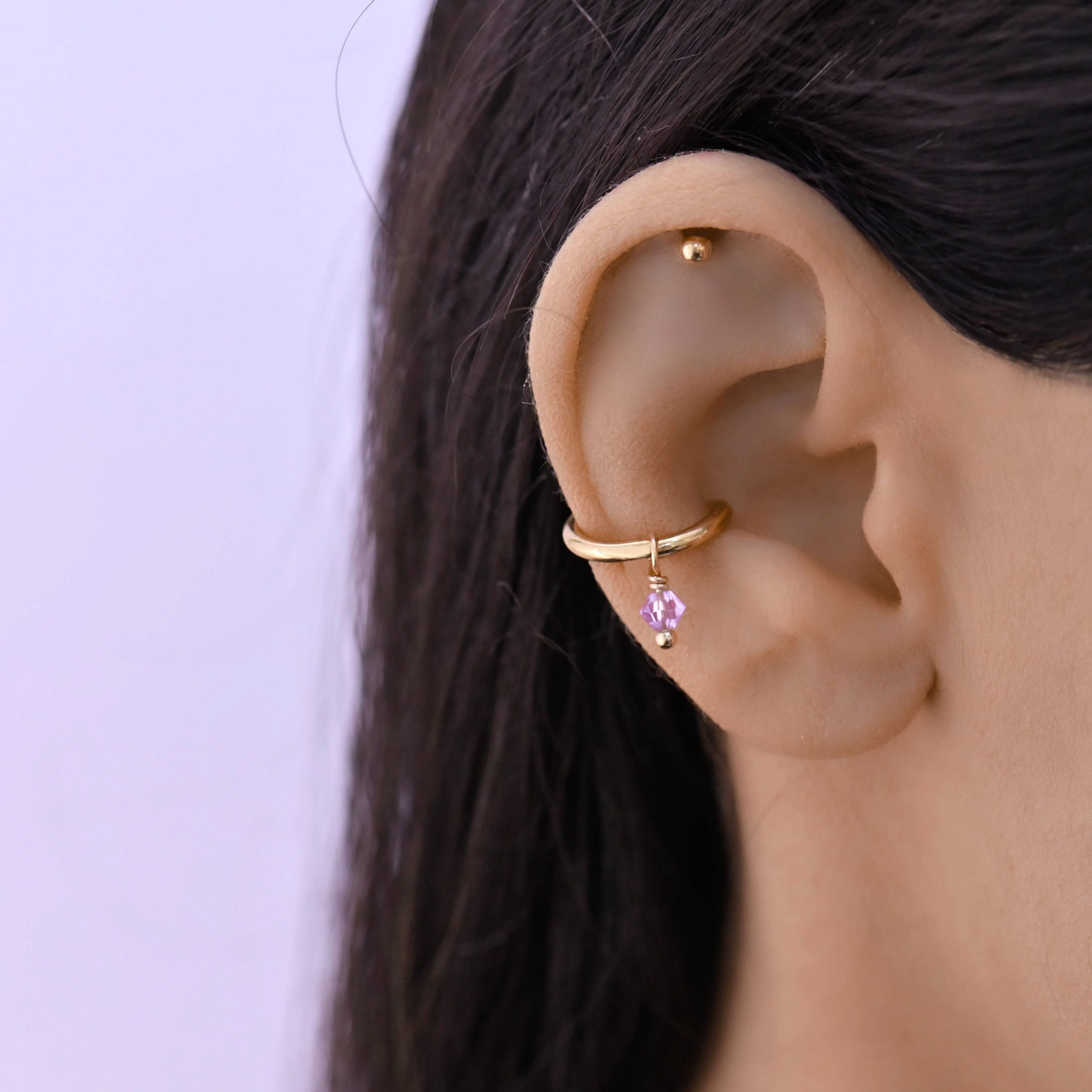 Real Conch Hoop Piercing Gold Conch Piercing Cartilage Hoop Earring 