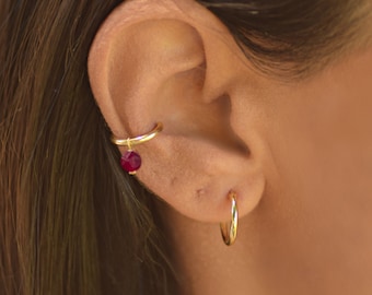 Conch Hoop Gold, Conch Earring Hoop, Conch Piercing, Conch Sieraden, Kraakbeen Oorbel, Ruby Conch Earring Hoop, Conch 18g hoepel oorbel